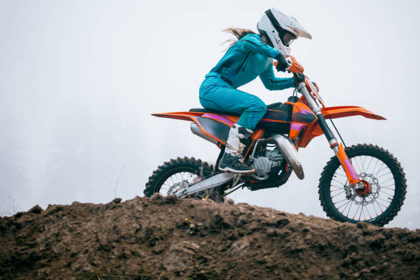 istock Young Woman Motocross Racing 2190464353