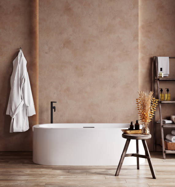 istock Bathroom in trend Mocha Mousse color Pantone 2025 year 2190468450