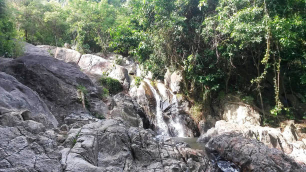 istock A waterfall is nestled among rocks and trees in a forest Thailand 2018 2190468623