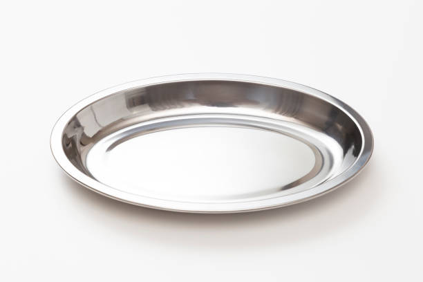 istock Stainless steel curry plate on white background 2190469562