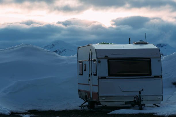 istock Solitary Caravan in Snowy Winter Landscape 2190475690