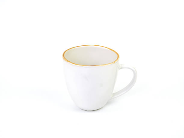 istock Blank white mug with brown rim ceramic cup mockup and template for design, and banner. Use for home or restaurant 2190479768