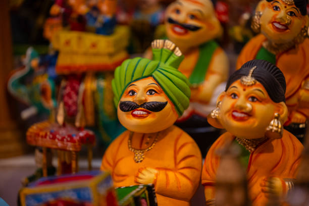 Handmade colorful wooden toys for home decoration.