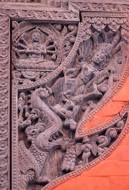istock Handmade carving on wooden 2190482621