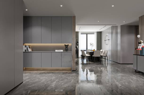 istock Luxury Dining Area with Sleek Gray Cabinets and Modern Design 2190482872