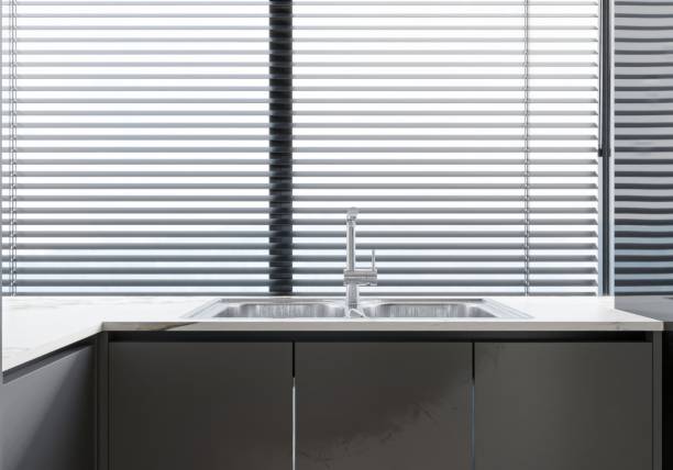 istock Modern Kitchen Sink with Minimalist Blinds and Natural Lighting 2190483026