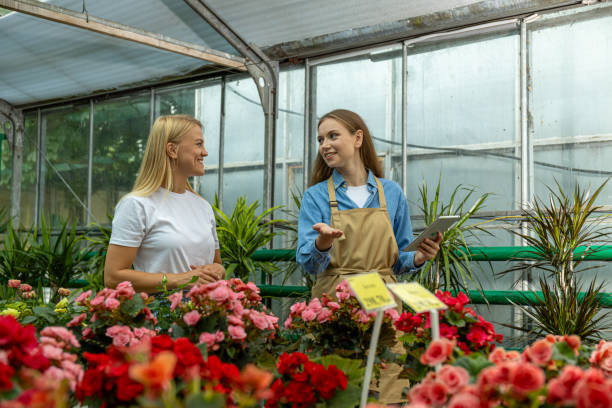 istock A representative of the greenhouse communicates with the client. 2190483132
