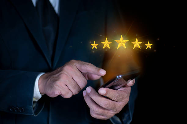 istock Satisfaction survey concept. Customer services best excellent business rating experience. User gives ratings to service experience on the online application, online marketing, and business processes. 2190488366