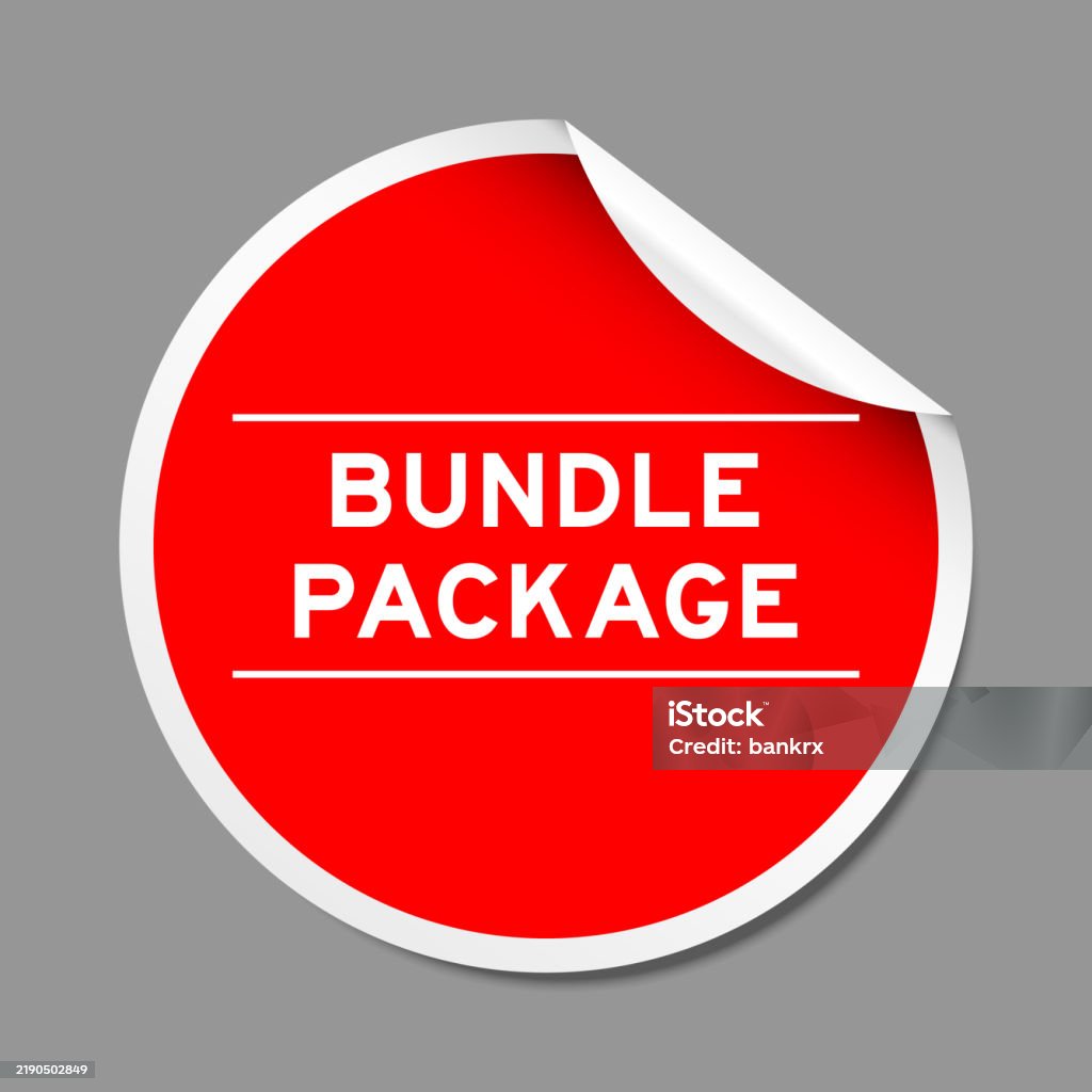 Bundle Pack Label Red Color Peel Sticker Label With Word Bundle Package On Gray ...