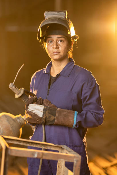 istock Woman welder in metalworking workshop 2190504683