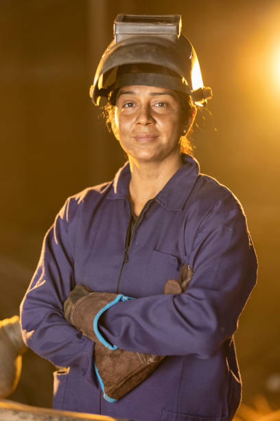 istock Woman welder in metalworking workshop 2190504690