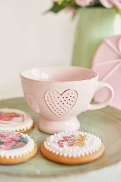 A delightful and delicious chocolate heartshaped snack that is perfectly accompanied by a refreshing glass of milk