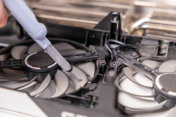 istock cleaning gpu fan blades, graphics card maintenance, dust removal tool, precision cleaning, cooling system care, fan optimization, pc hardware hygiene, airflow improvement, effective dusting 2190513641