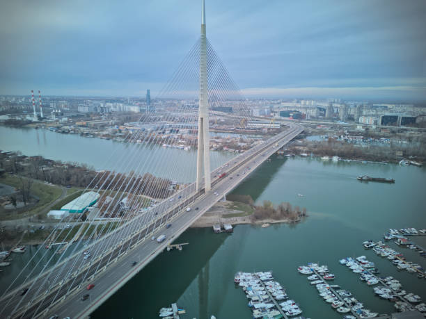 istock Ada pylon bridge over Sava river, Belgrade, Serbia 2190517447