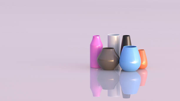 istock 3D rendering - several flower vases of different sizes and colors 2190522845