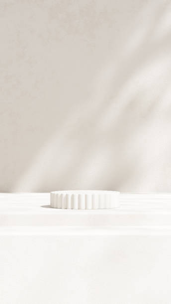 istock A 3D rendering of an empty space with a marble podium against a light grey background in a portrait layout, ideal for showcasing merchandise. 2190522970