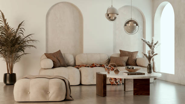 istock Large luxury modern bright interiors Living room mockup illustration 3D rendering image 2190535630