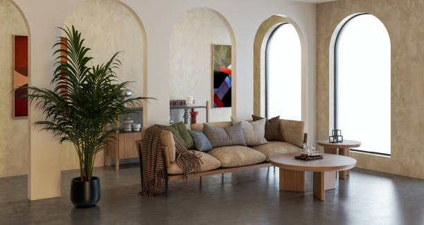 istock Large luxury modern bright interiors Living room mockup illustration 3D rendering image 2190536208