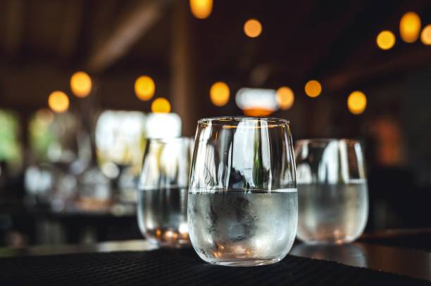 Glasses of Cold Water on a Table