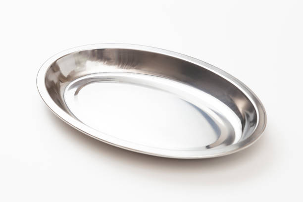 istock Stainless steel curry plate on white background 2190544787