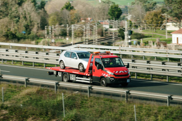 istock Car on a tow truck 2190549729