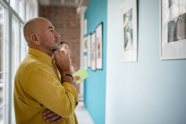 Art gallery visitors appreciating curated exhibitions on display in a modern environment