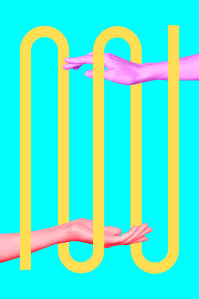 istock Creative abstract template graphics collage image of arms holding snake rope isolated colorful neon background 2190561967