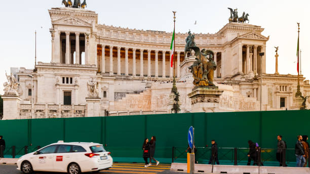 Rome, Italy - December 27, 2023: view of the Monumento nazionalea Vittorio Emanuele II (Vittorio Emanuele II National Monument) on a winter day