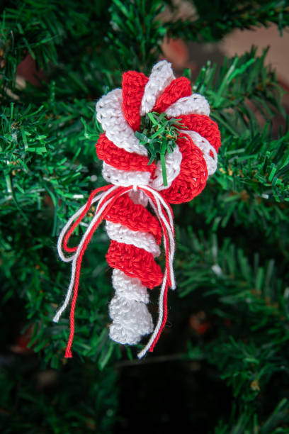 istock Handmade Crochet Sugar Cane Ornament for Christmas Tree Decoration 2190574972