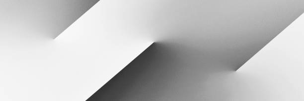 Black white light gray silver modern abstract background. Geometric shape. Line stripe corner 3d shadow. Gradient. Metal metallic. Brushed matte. Business technology. Wide banner. Panoramic. Minimal.