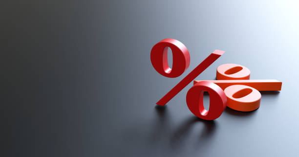 istock Percentage sign on Black background, banner, copy space. 2190579860