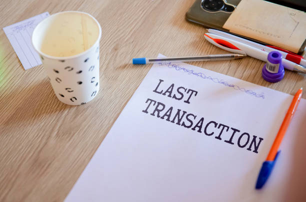 istock card with text LAST TRANSACTION, business concept 2190583023