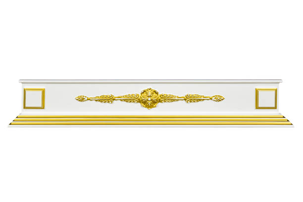 istock Platband is isolated on a white background. Pattern is golden curlicues. 2190585466