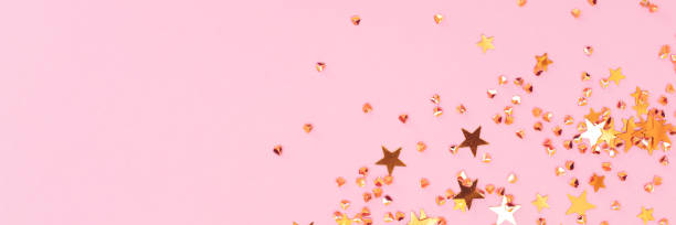 istock Banner with golden stars and crystals confetti. 2190591744