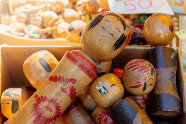Goods on display at a flea market stall, a winter event in Tokyo.