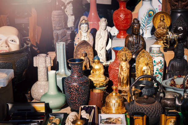 istock Goods on display at a flea market stall 2190620240