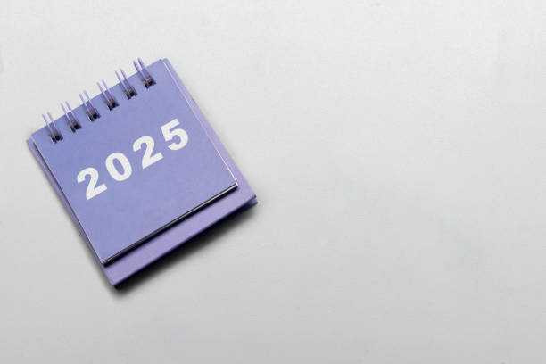 istock Calendar or Notepad with the number 2025 on a white background 2190623213