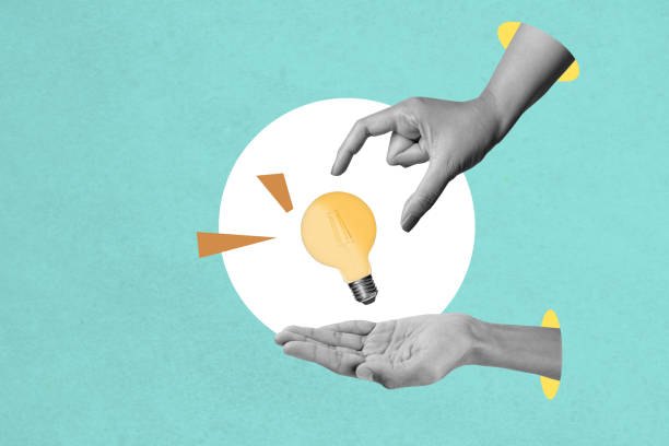 istock A human hand gives a bright light bulb on a colored background 2190623288