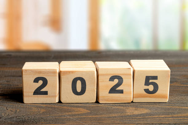 istock Wooden cubes with number 2025 on the table 2190623533
