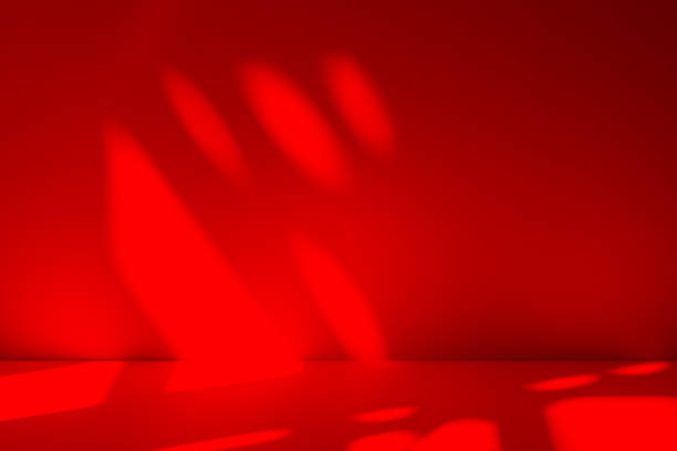 istock Wall interior background, studio and backdrops show products.with shadow from window color red . background for text insertion and presentation product 2190628602