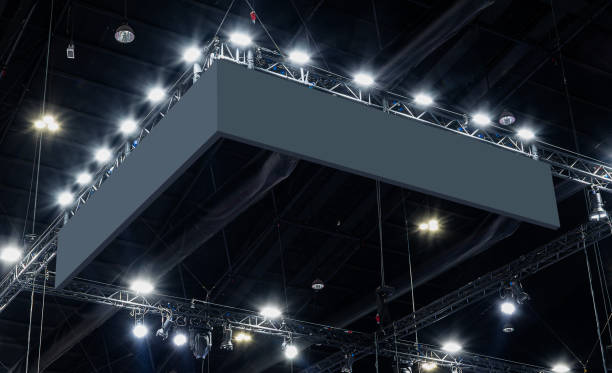 istock Hanging mock up black banner corner billboard. Clipping path for mock up 2190628897