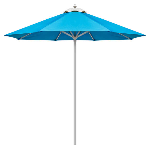 istock Blue beach umbrella isolated on white background with clipping path 2190628903