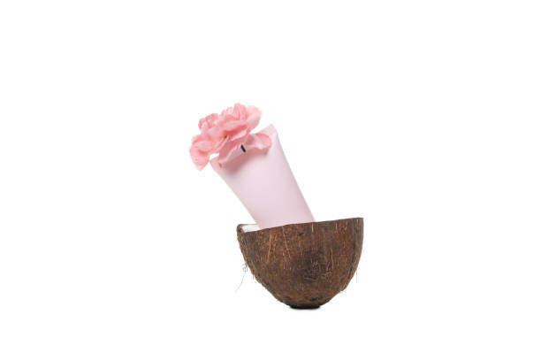 Natural cosmetic concept - coconut cosmetic, isolated on white background