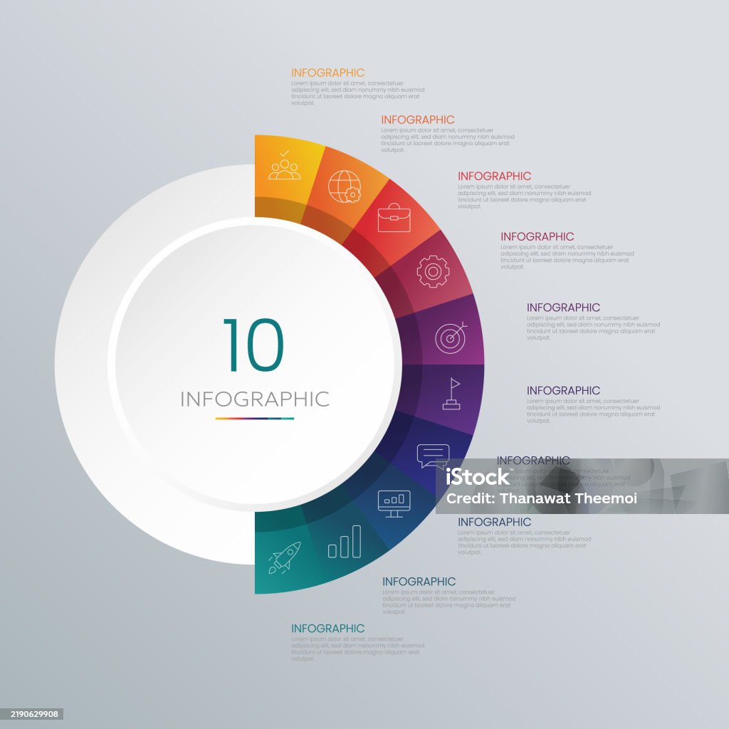 10 Shape Layout Circle Shape Infographic Chart Template With 10 Options Stock ...