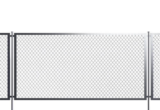 istock Chain link fence isolated on white background 2190633148