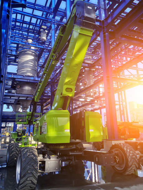 istock Heavy machinery involved in the process steel structure is under construction 2190636482