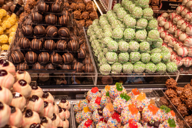 istock Colorful Chocolate Confections Displayed in an Inviting Shop Setting 2190637347