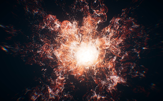 Explosive Wave Lens Red Flowing Particles With Explosive Wave Effect 3d Rendering Stock ...