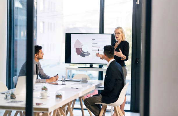 istock Professional Business Meeting with Team Presentation and Discussion in Modern Office Setting 2190639109
