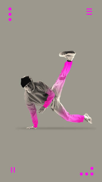 istock Contemporary art collage. Breakdancer performing intricate floor move with neon pink accents, merging style, athleticism, and bold energy. 2190641088